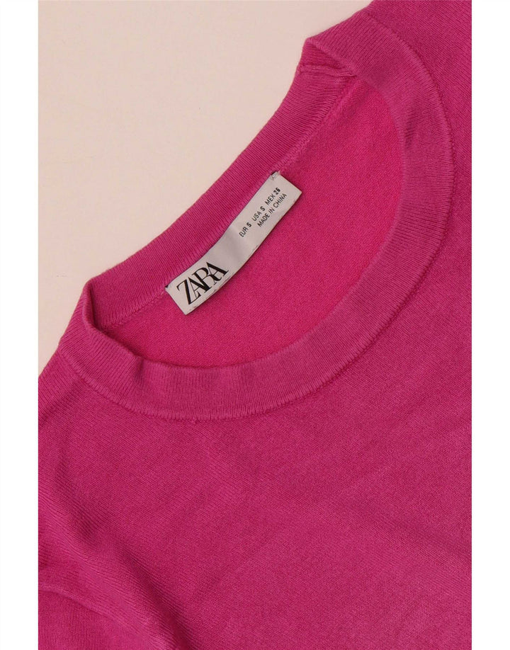 Zara Womens Crew Neck Jumper Sweater UK 10 Small Pink