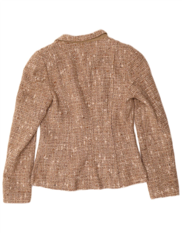 Benetton Womens 3 Button Blazer Jacket IT 42 Medium Brown Flecked Acrylic