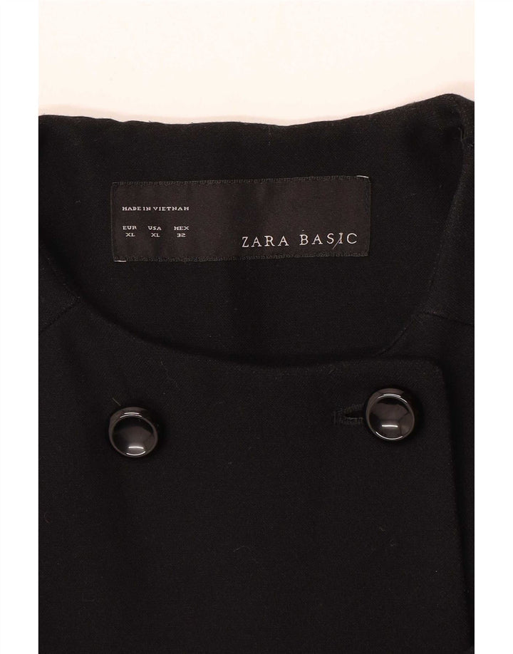 Zara Womens Double Breasted Coat UK 18 XL Black