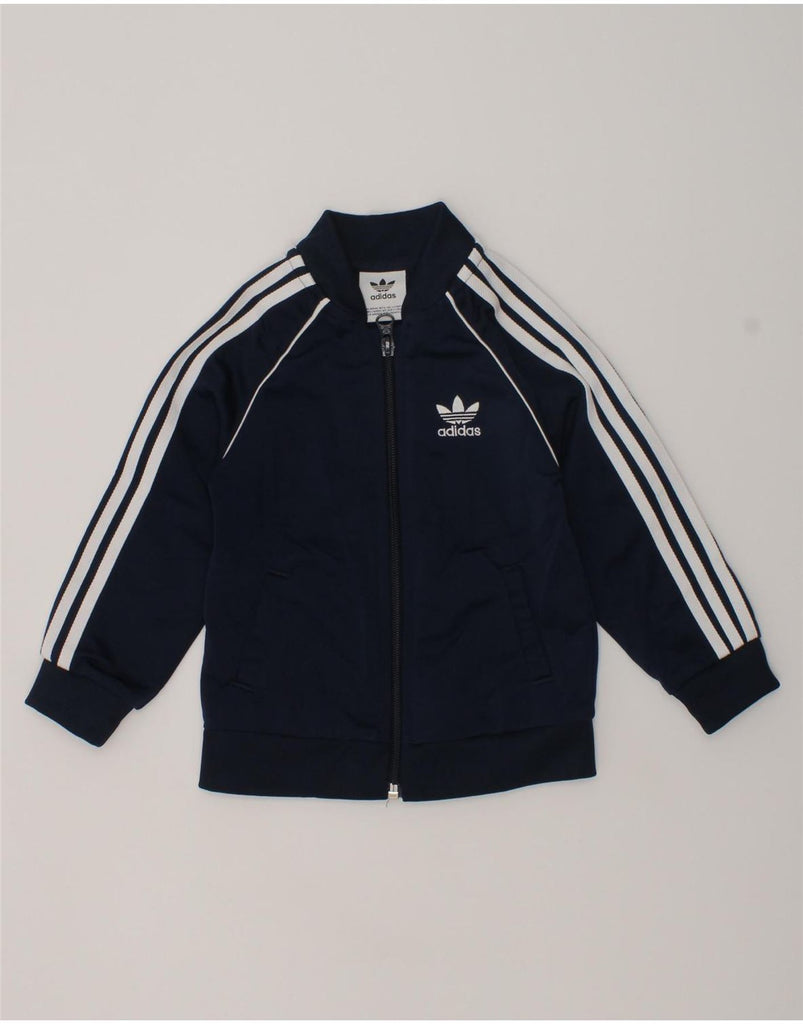 ADIDAS Baby Boys Tracksuit Top Jacket 12-18 Months Navy Blue Polyester | Vintage Adidas | Thrift | Second-Hand Adidas | Used Clothing | Messina Hembry 