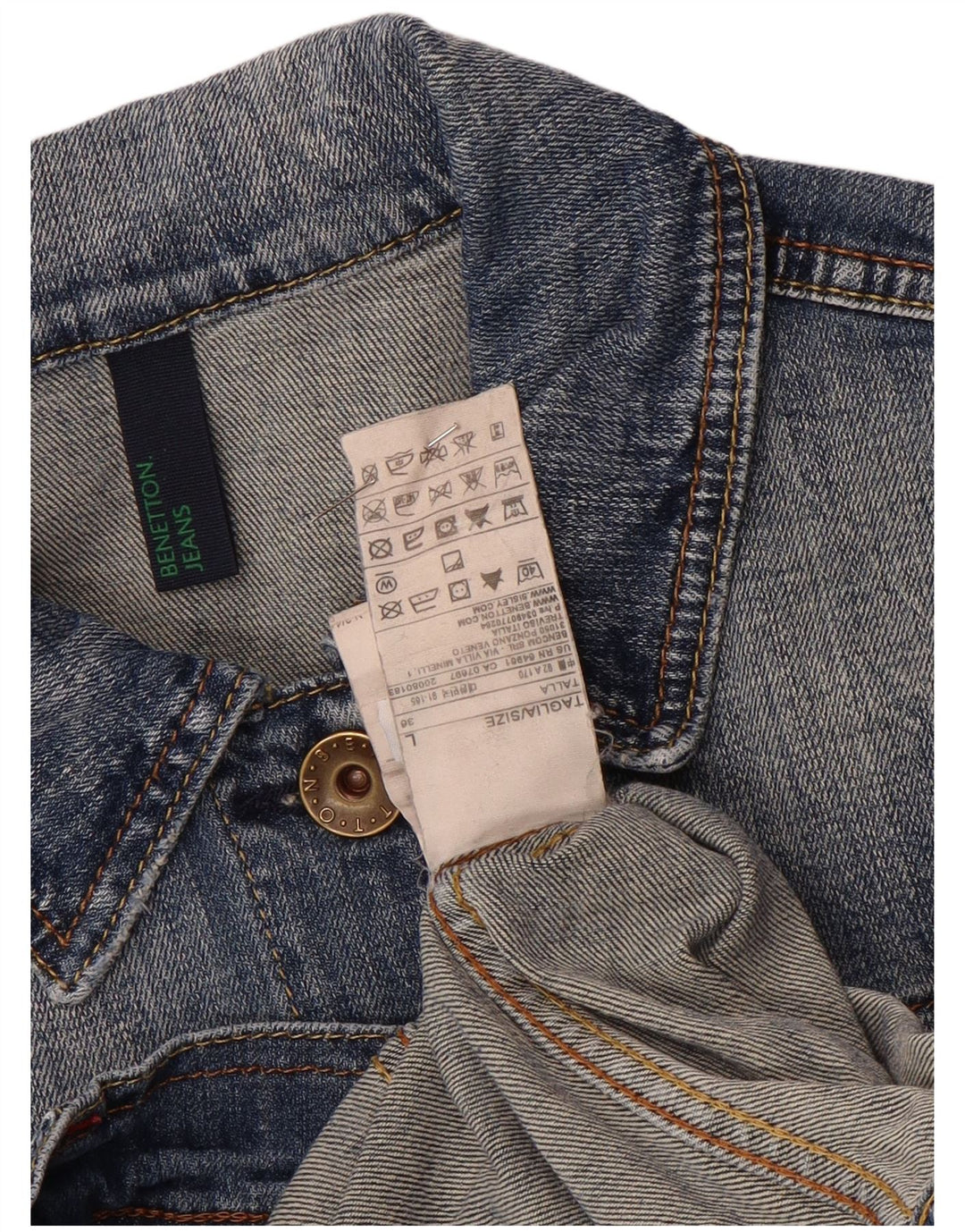 Benetton Womens Denim Jacket UK 14 Large Blue Cotton