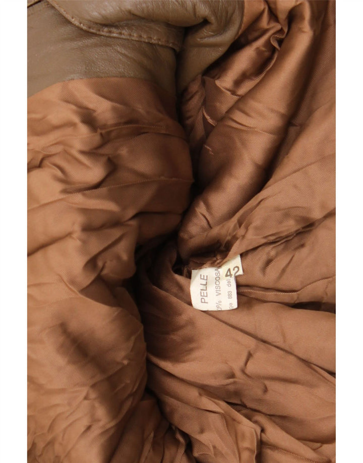 VINTAGE Womens Leather Coat IT 42 Medium Brown Leather Vintage Vintage and Second-Hand Vintage from Messina Hembry 