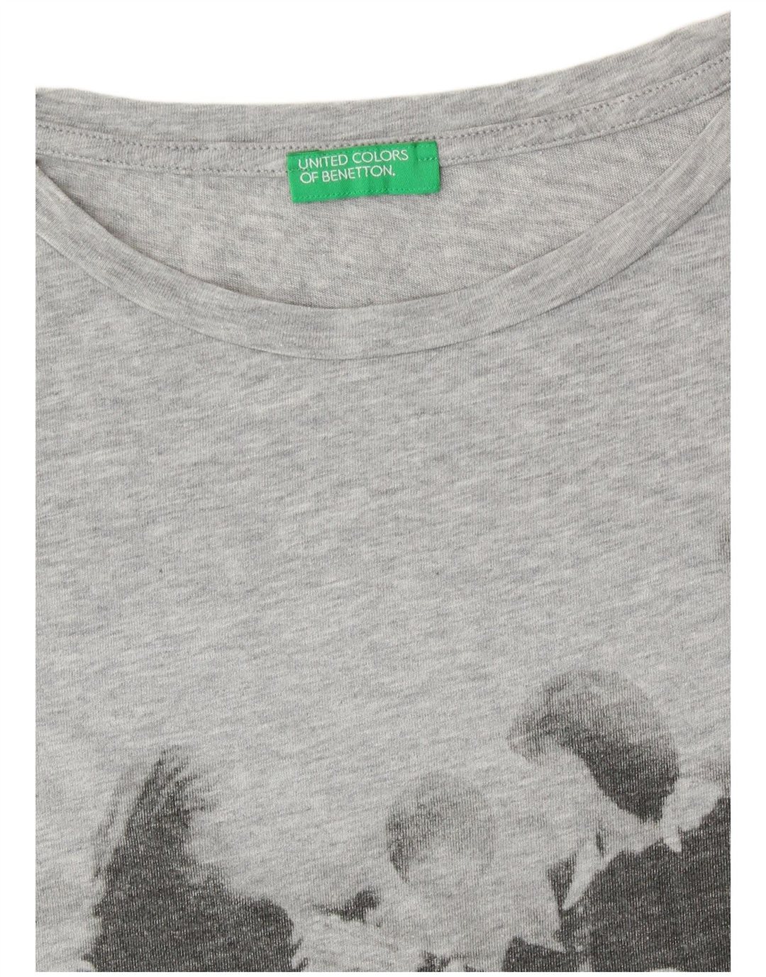 UNITED COLORS OF BENETTON Womens Graphic T-Shirt Top UK 14 Medium Grey