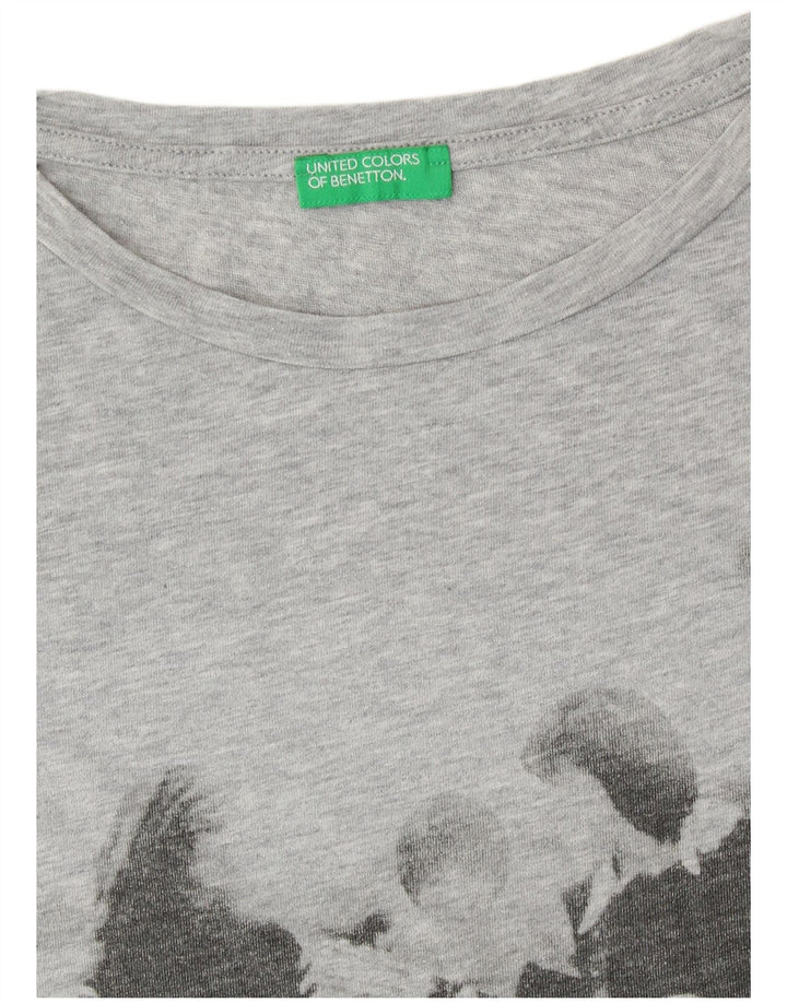 UNITED COLORS OF BENETTON Womens Graphic T-Shirt Top UK 14 Medium Grey