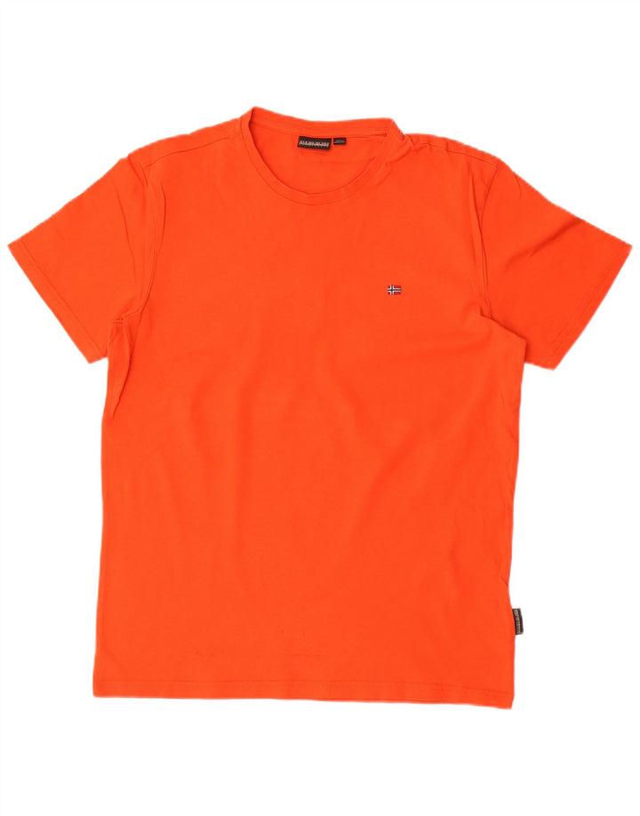 Napapijri Mens T-Shirt Top Medium Orange Cotton