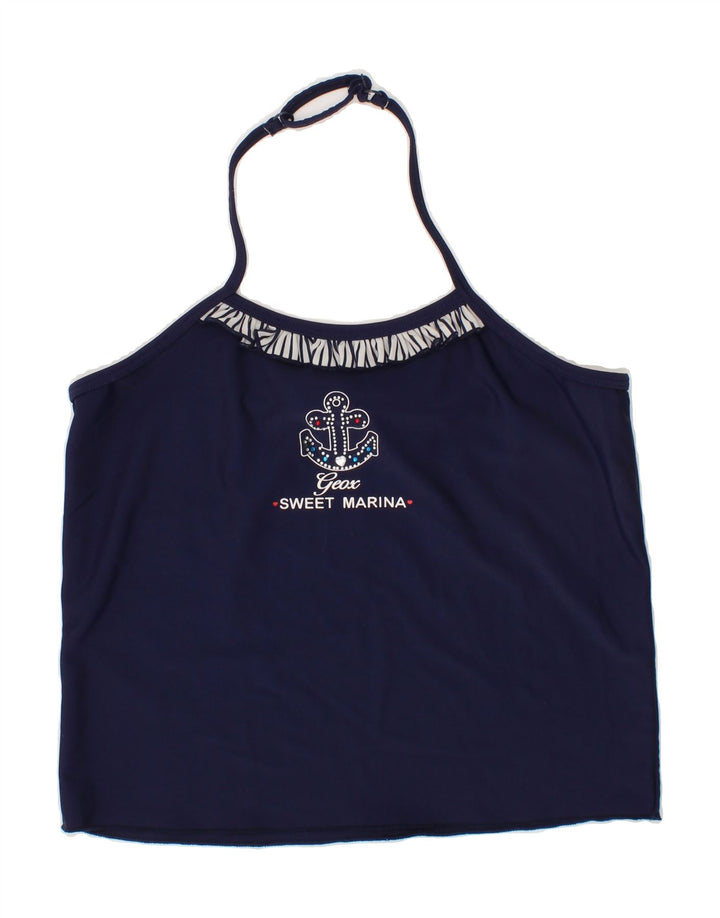 GEOX Girls Graphic Crop Halter Top 3-4 Years Navy Blue Vintage Geox and Second-Hand Geox from Messina Hembry 