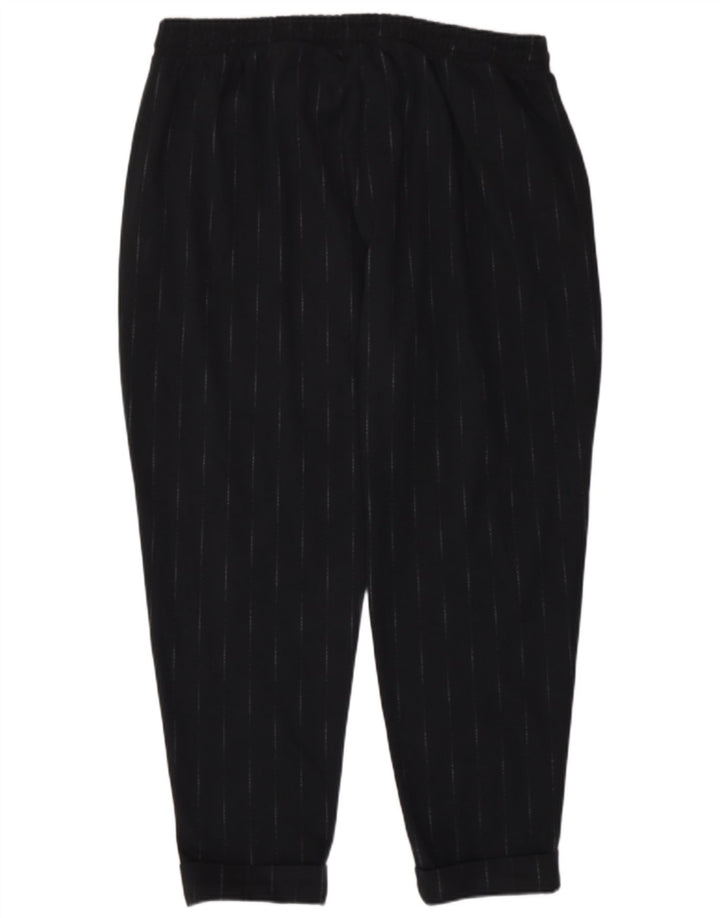 Marks & Spencer Womens Cropped Trousers UK 18 XL W38 L26 Black Striped