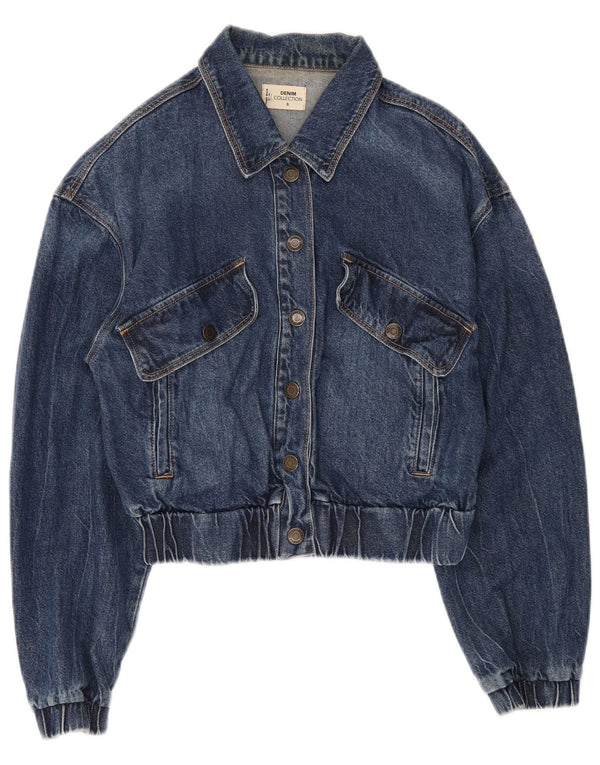 Tally Weijl Womens Crop Denim Jacket UK 10 Small Blue Cotton