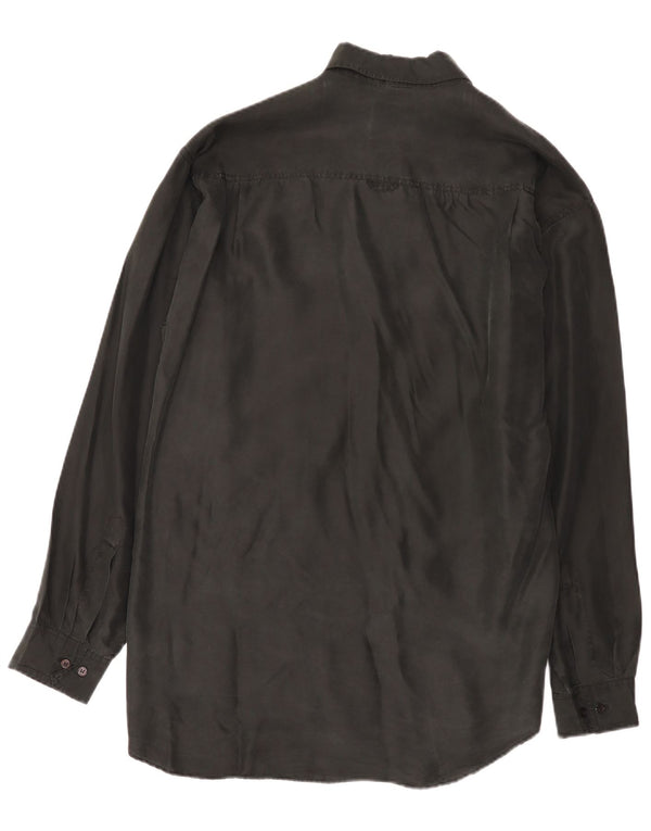 Arpino Mens Shirt Size 39/40 Medium Black Silk