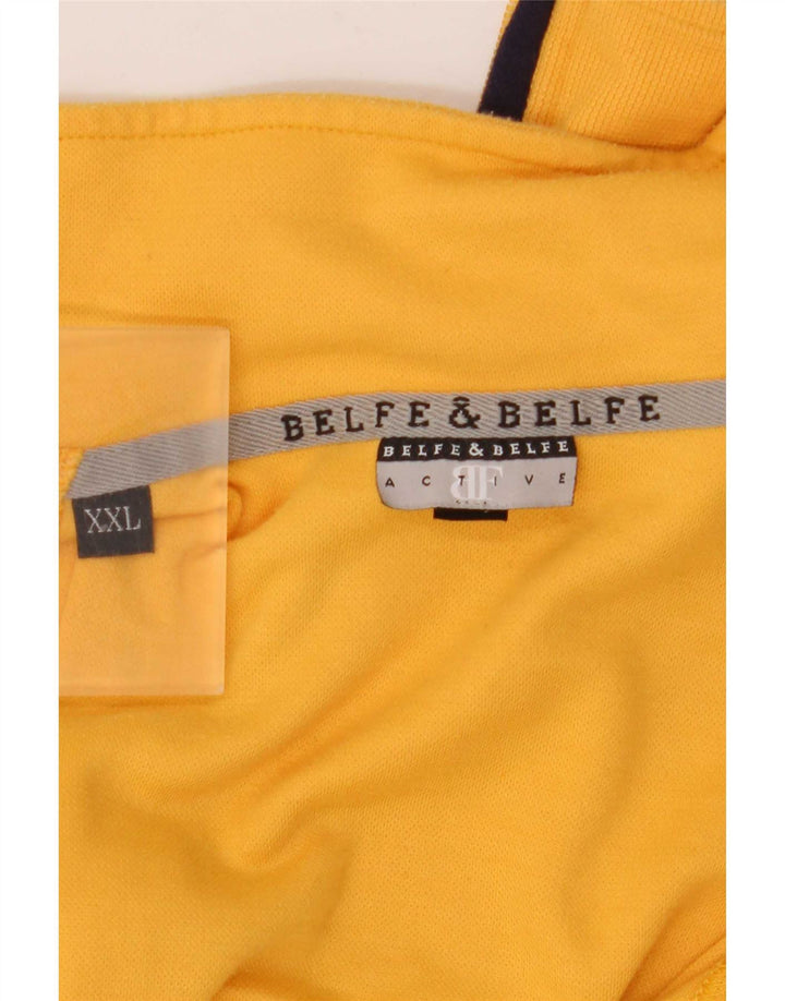 Belfe & Mens Zip Neck Pullover Tracksuit Top 2XL Yellow Colourblock