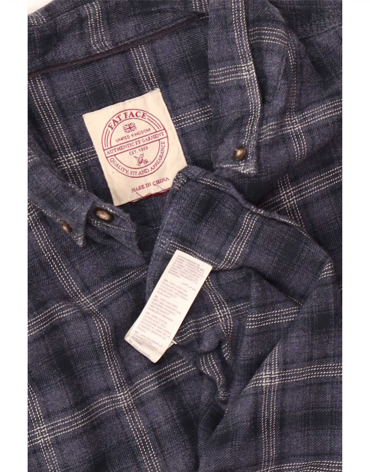 Fat Face Mens Flannel Shirt Medium Navy Blue Check Cotton
