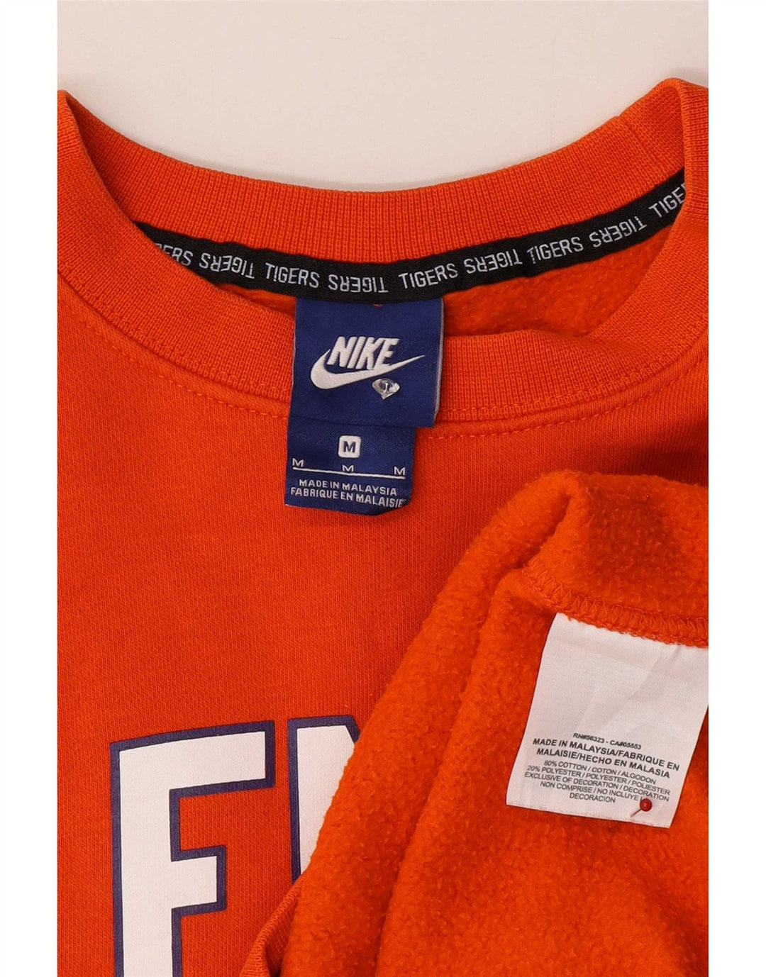 Nike Mens Clemson Graphic Sweatshirt Jumper Medium Orange Cotton