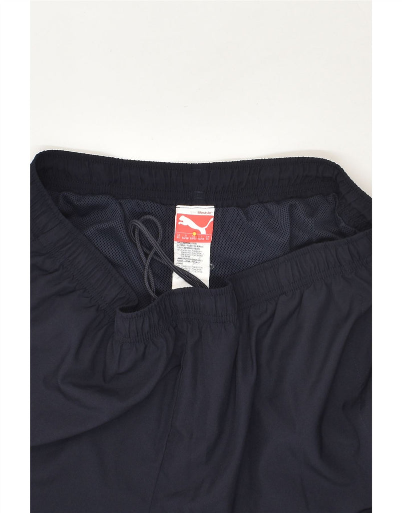 PUMA Mens Graphic Bermuda Sport Shorts XL Navy Blue Polyester | Vintage Puma | Thrift | Second-Hand Puma | Used Clothing | Messina Hembry 