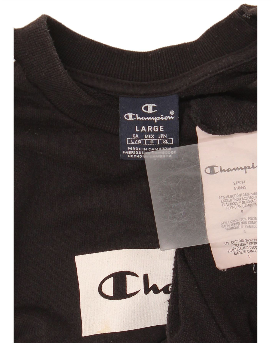 Champion Mens Graphic Sweatshirt Jumper Large Black Colourblock Cotton