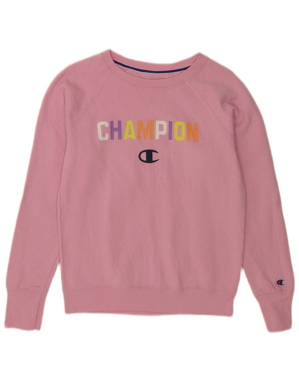 Champion Womens Graphic Sweatshirt Jumper UK 10 Small Pink Polyester