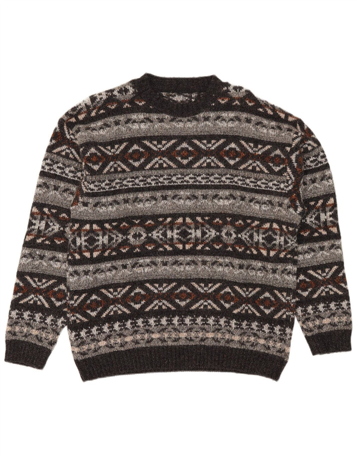 Vintage Mens Crew Neck Jumper Sweater Medium Multicoloured Fair Isle