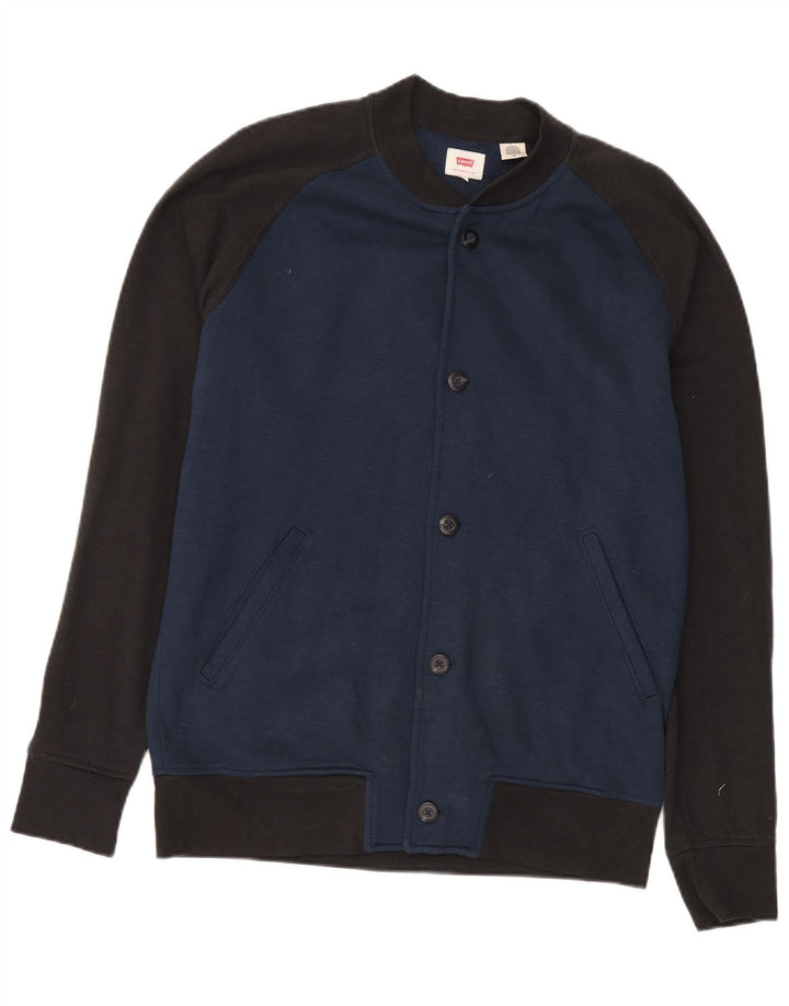 LEVI'S Mens Varsity Jacket UK 40 Large Navy Blue Colourblock Cotton