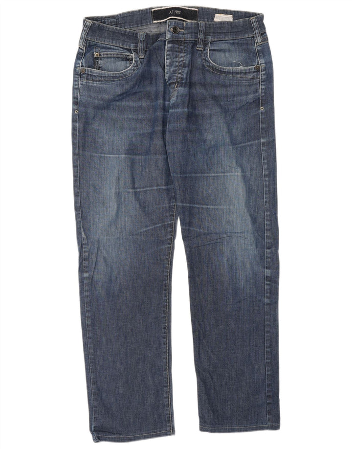 Armani Mens Straight Jeans W34 L30 Navy Blue Cotton