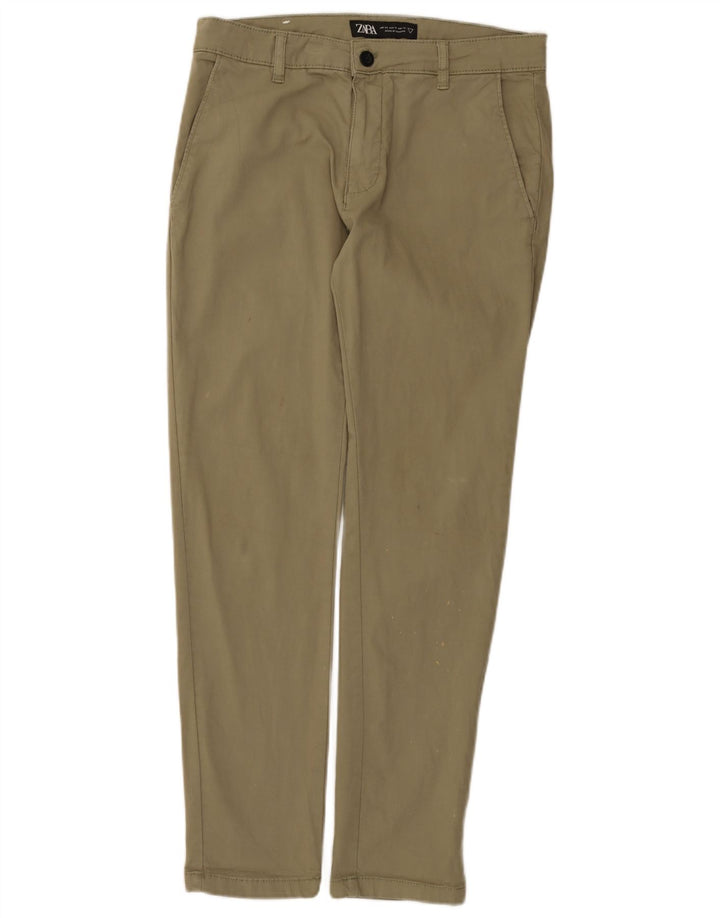 Zara Mens Straight Chino Trousers EU 40 Medium W31 L30 Khaki