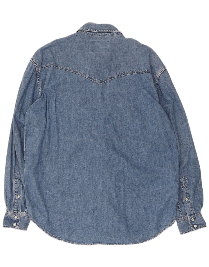 Wrangler Mens Denim Shirt Medium Blue Cotton
