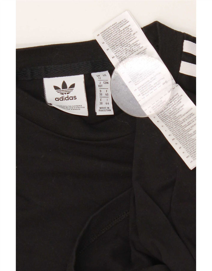 Adidas Womens Top Long Sleeve UK 12 Medium Black Cotton