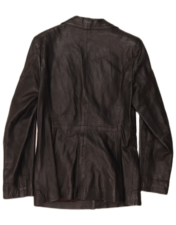 Vintage Womens 2 Button Leather Blazer Jacket IT 44 Medium Black Leather