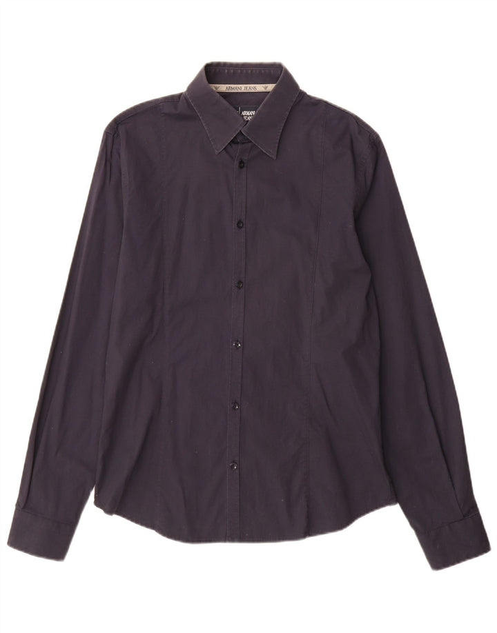 Armani Jeans Mens Shirt Medium Navy Blue Cotton