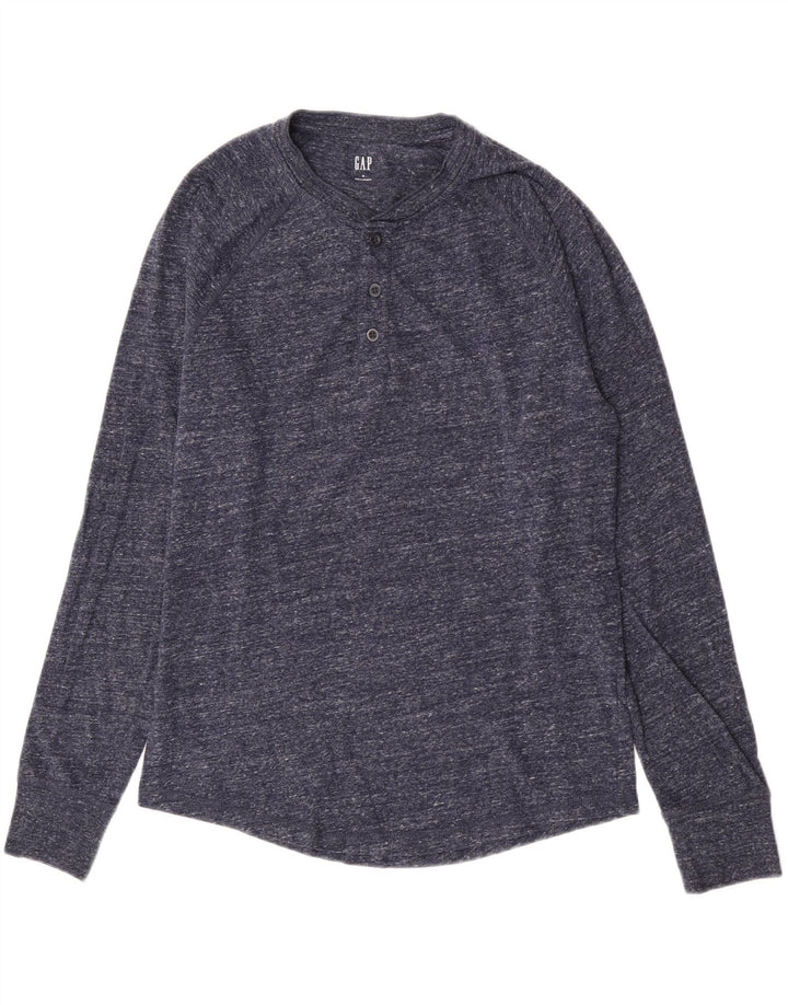 Gap Mens Top Long Sleeve Medium Navy Blue Flecked Cotton