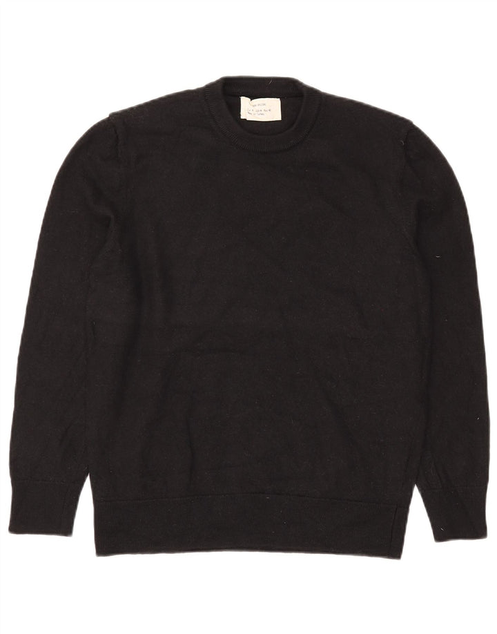 Zara Mens Crew Neck Jumper Sweater Medium Black Wool