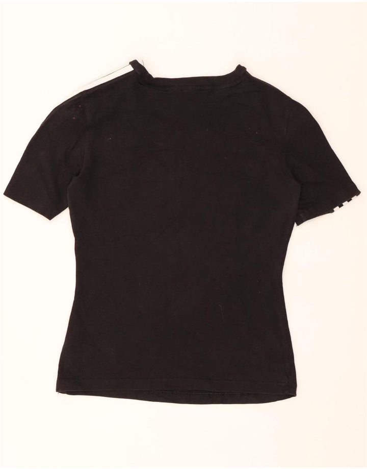ADIDAS Womens T-Shirt Top UK 12 Medium Black Cotton