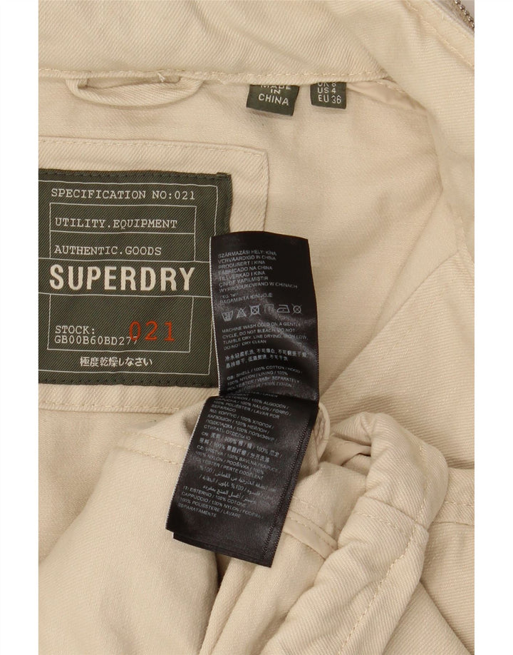 Superdry Womens Crop Oversized Utility Jacket UK 8 Small  Beige Cotton