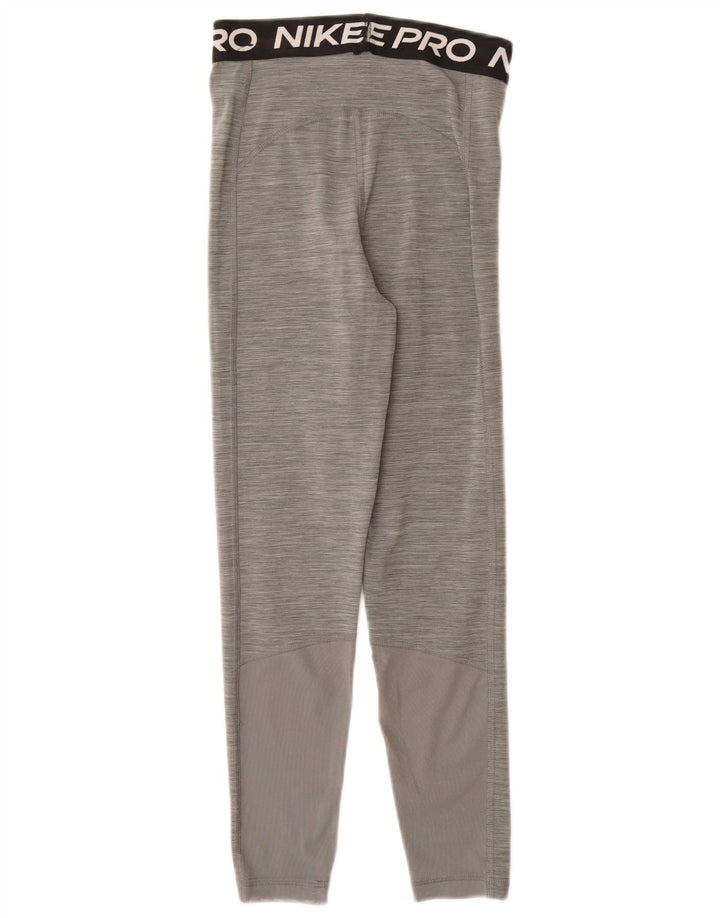 Nike Womens Dri Fit Graphic Leggings UK 6 XS  Grey Polyester
