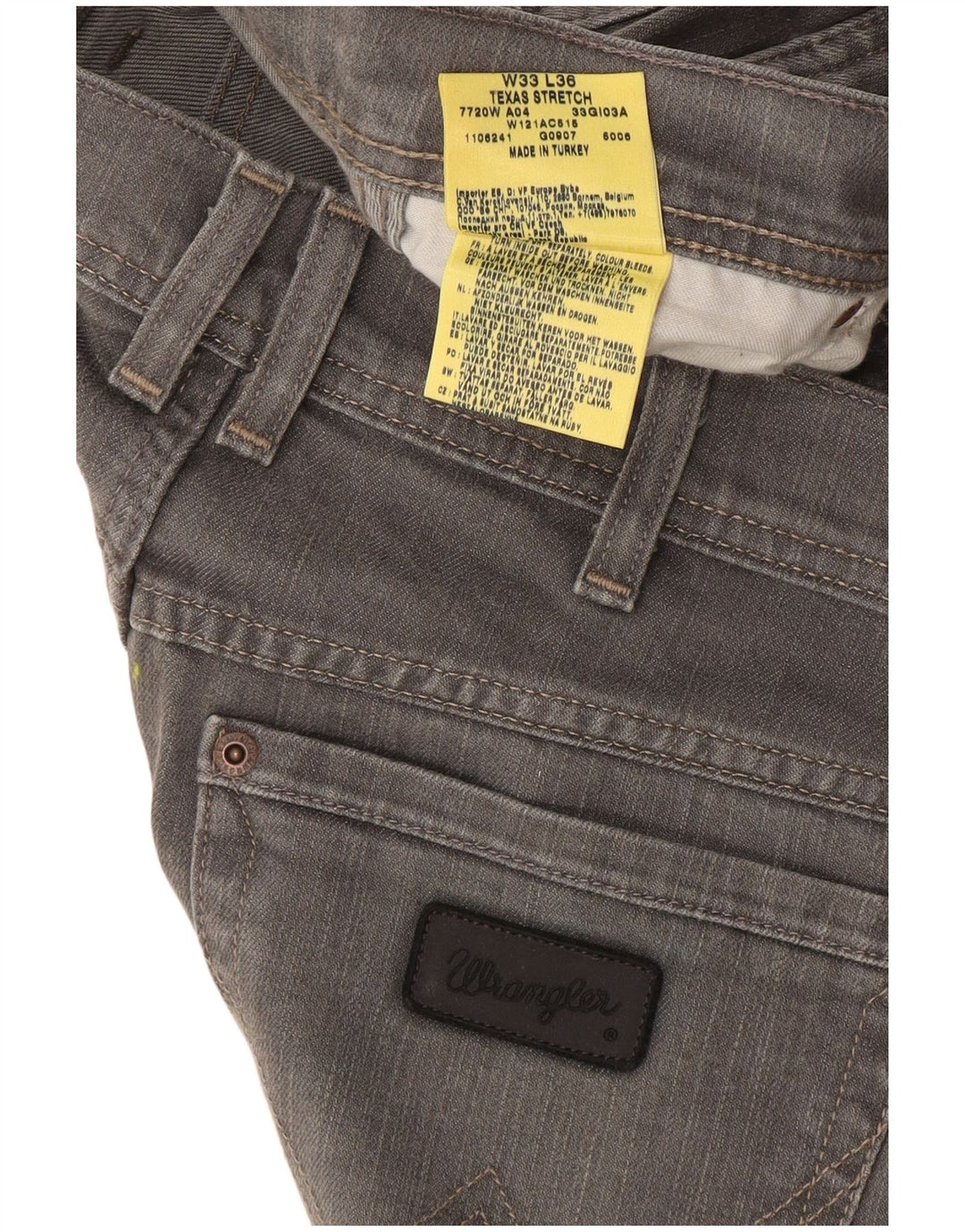 Wrangler Mens Texas Stretch Straight Jeans W33 L36 Grey Cotton