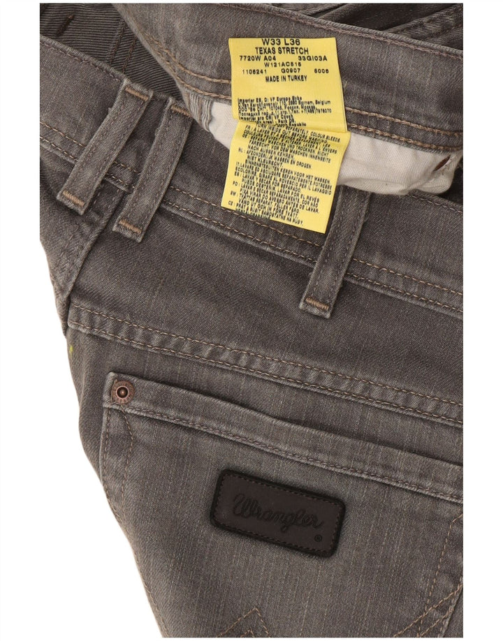 Wrangler Mens Texas Stretch Straight Jeans W33 L36 Grey Cotton