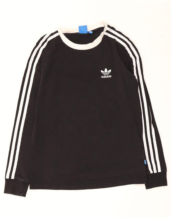 Adidas Womens Top Long Sleeve UK 8 Small Black Colourblock Cotton