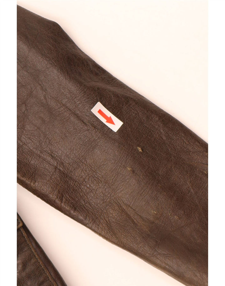 XDYE Womens Military Leather Jacket UK 8 Small Khaki Leather