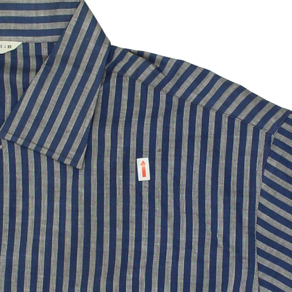 Pancaldi & B Mens Blue Silver Striped Shirt | Vintage High End Designer VTG Vintage Messina Hembry and Second-Hand Messina Hembry from Messina Hembry 