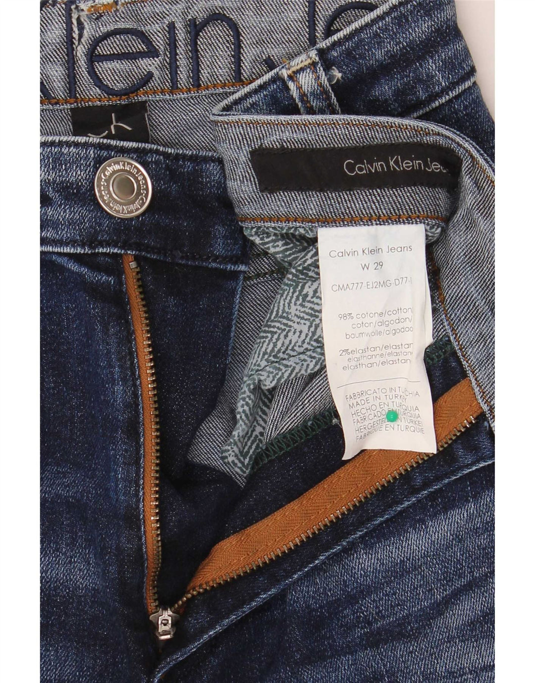 Calvin Klein Womens Slim Jeans W29 L30 Navy Blue Cotton
