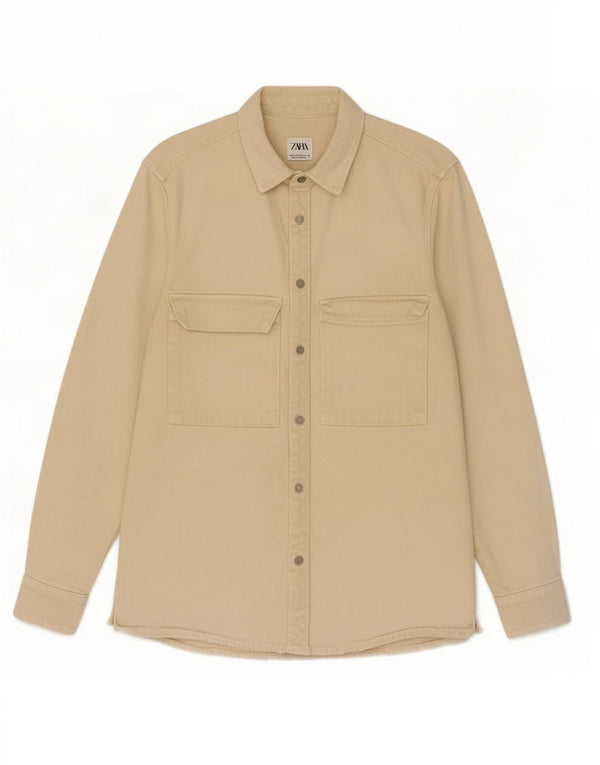Zara Mens Relaxed Fit Denim Shirt Medium Off White