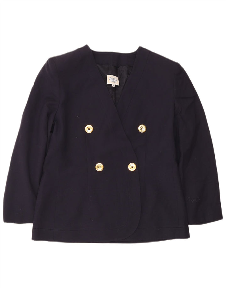 Luisa Spagnoli Womens Double Breasted Blazer Jacket IT 46 Large Navy Blue