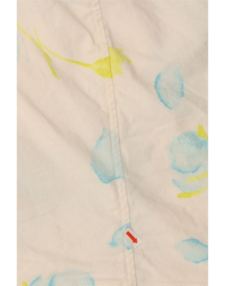 FORT & MADOX Womens Denim Skirt W26 Small Off White Floral