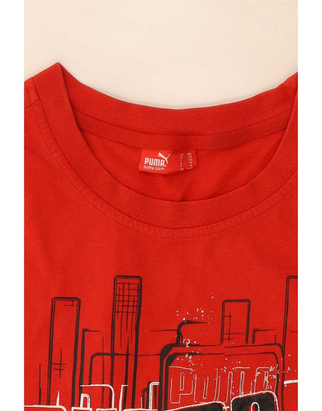 Puma Boys Graphic T-Shirt Top 15-16 Years Red