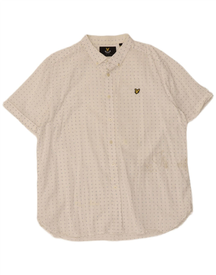 Lyle & Scott Mens Short Sleeve Shirt 2XL White Spotted Cotton