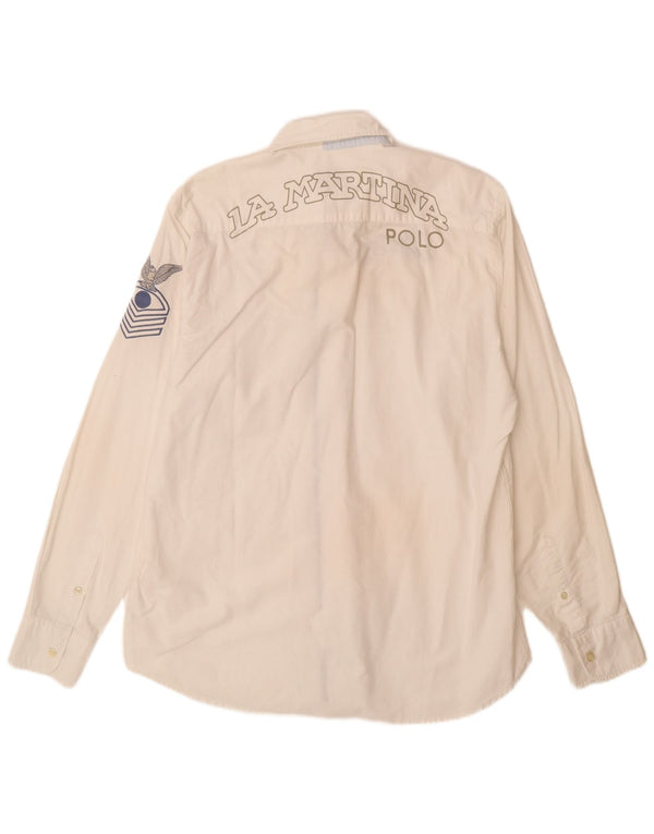 La Martina Mens Graphic Shirt XL White Cotton