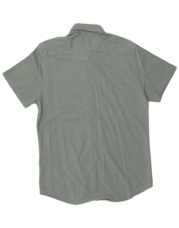 DOCKERS Mens Modern Fit Short Sleeve Shirt Medium Green Cotton