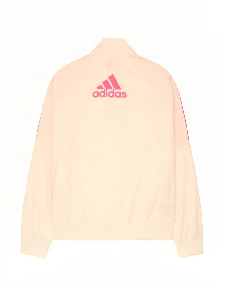 Adidas Girls Tracksuit Top Jacket 14-15 Years Off White Polyester