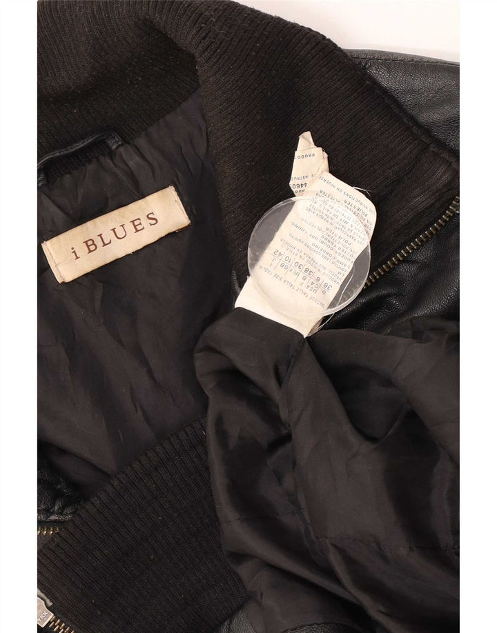 i Blues Womens Leather Jacket UK 10 Small Black