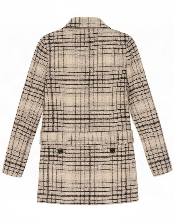 Jane Norman Womens Overcoat UK 8 Small Grey Check Wool