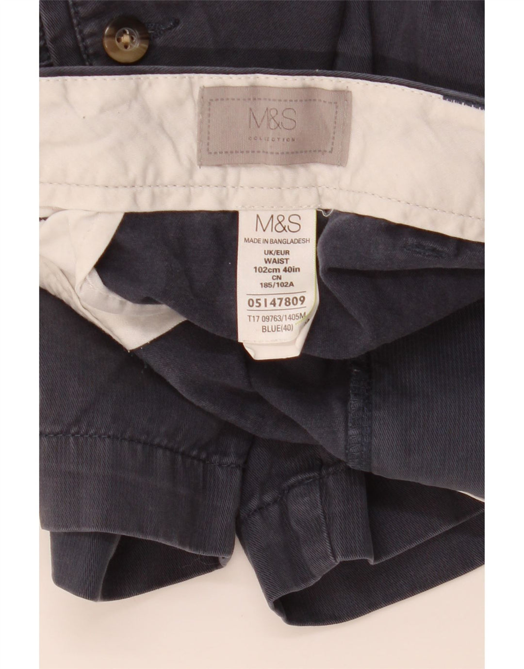 MARKS & SPENCER Mens Chino Shorts W40 XL  Blue Cotton