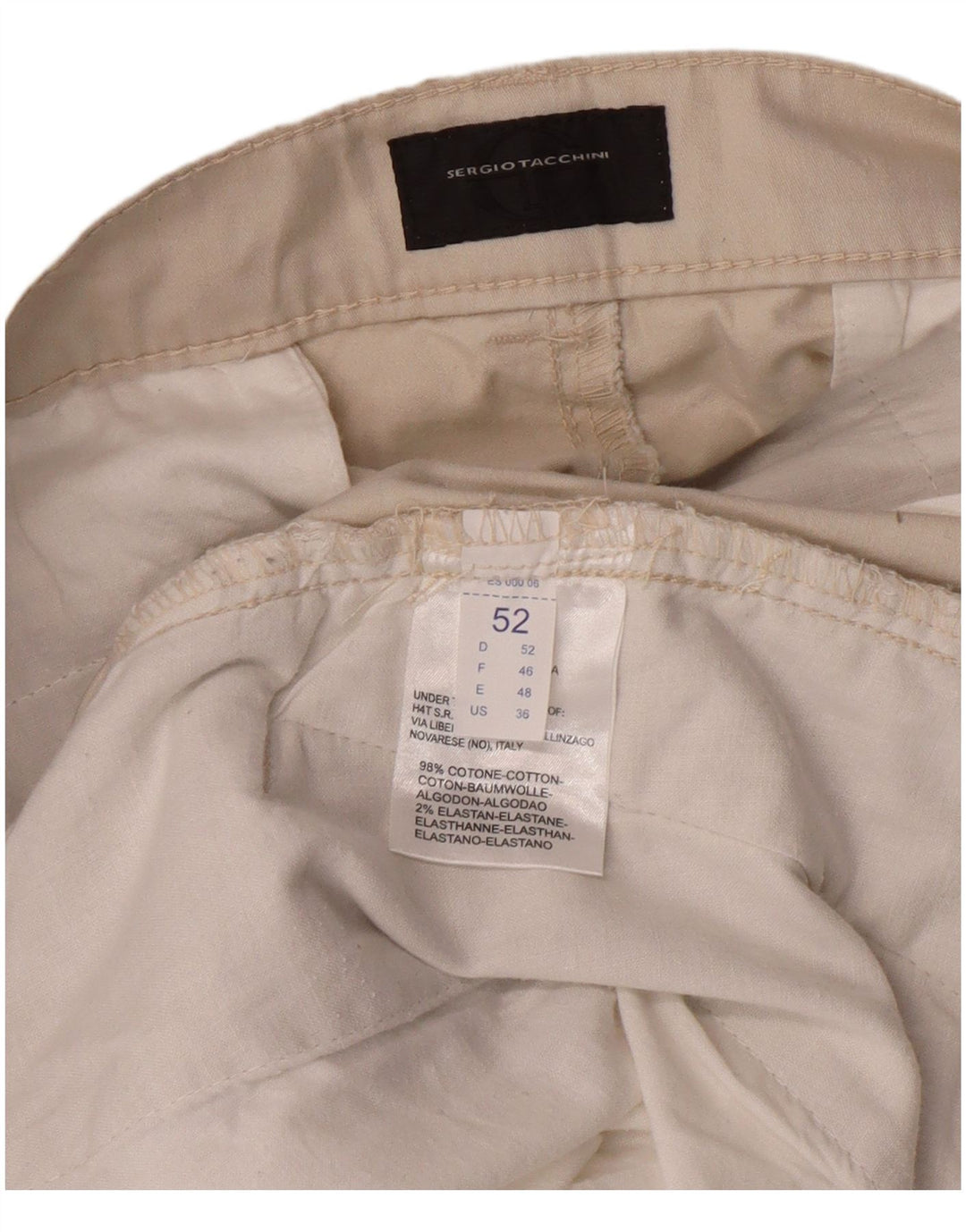 Sergio Tacchini Mens Bootcut Cargo Trousers W36 L32 Beige Cotton